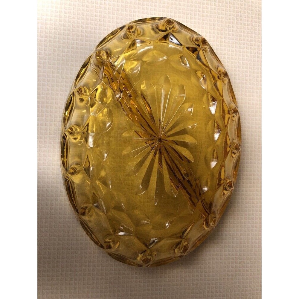 Divided Trinket Dish Tray Yellow Orange Vintage Scalloped Edges Imperial Style - Picture 7 of 11